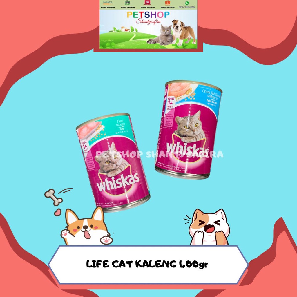 MAKANAN KUCING BASAH WHISKAS KALENG 400 GR ADULT TUNA / OCEAN FISH