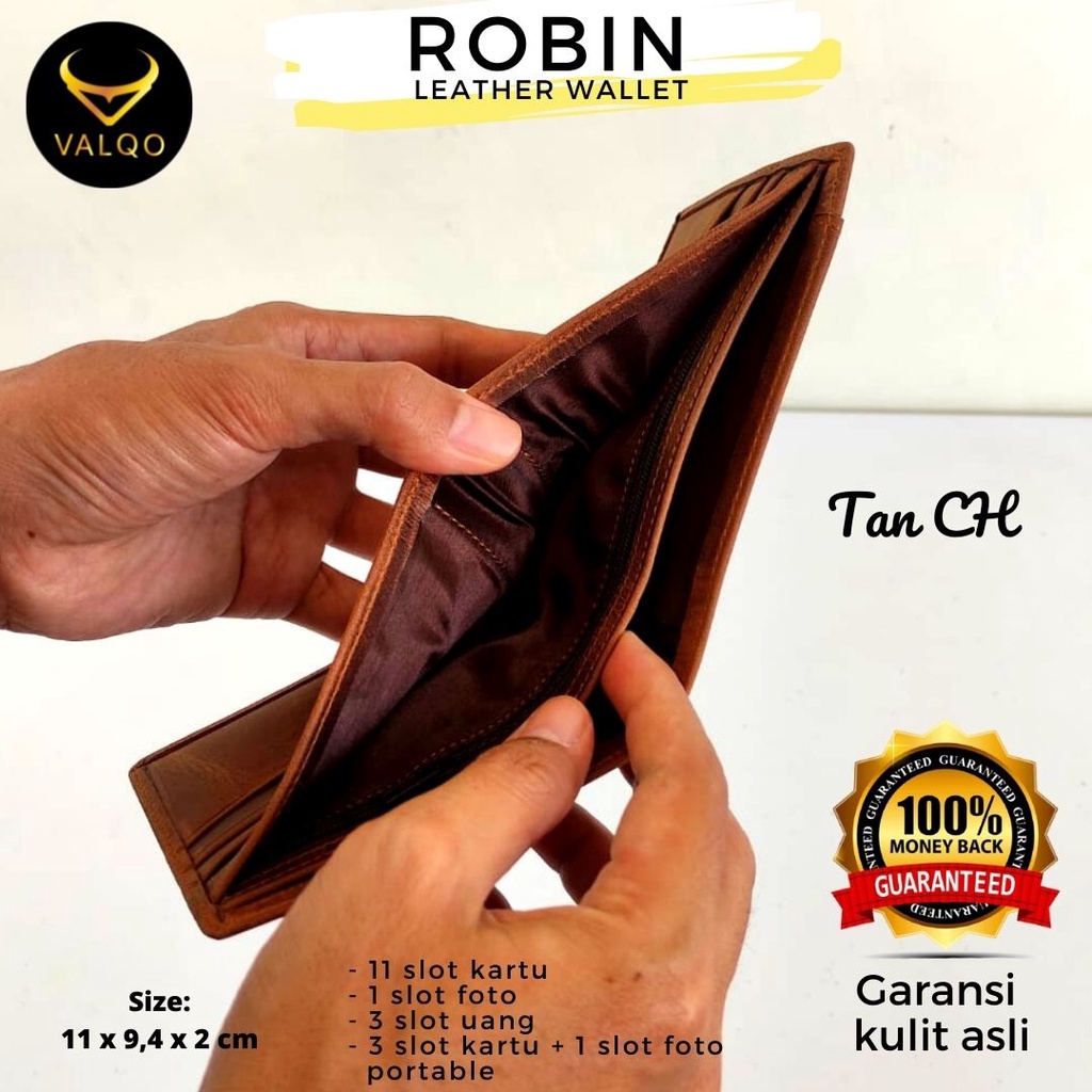 [VALQO] ROBIN Dompet Kulit Sapi Crazy Horse CH Dompet Pria Dompet Kartu Dompet Pendek Lipat