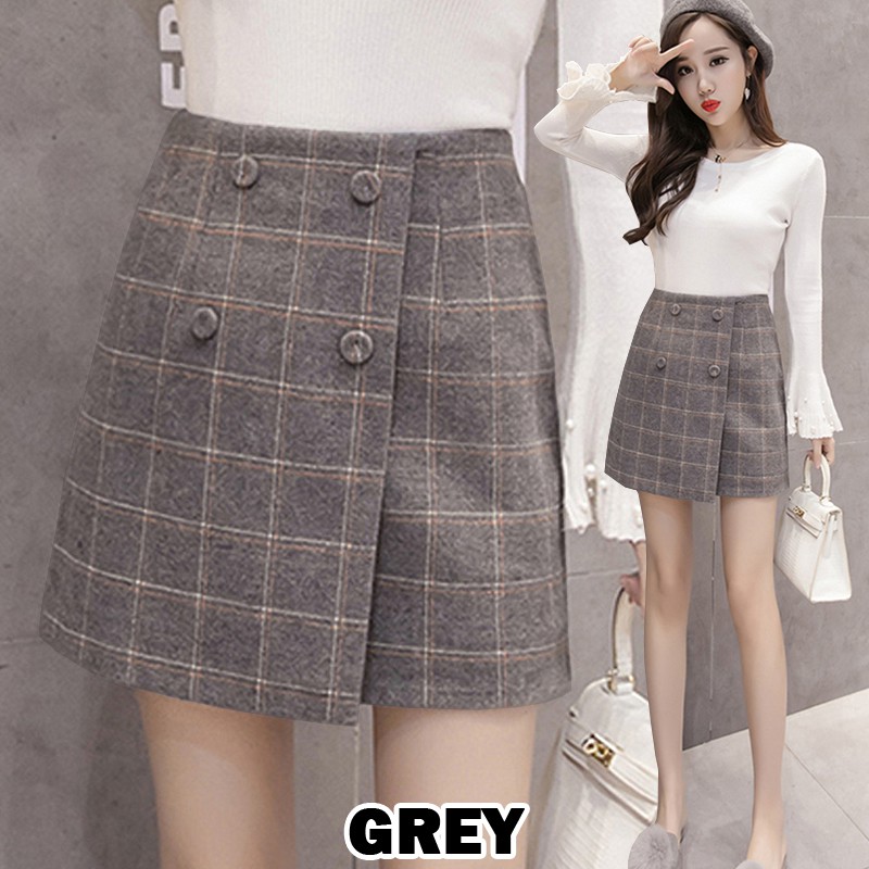 KARAKOREA 833 Yejin Skirt/Korean Mini Skirt/Rok Slim Model High Waist Motif Kotak/Rok Korea Skirt