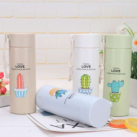 Botol Termos Tumbler Unik Motif Tanaman Cactus Kaktus Animal Six Oup 450 ML My Bottle GLASS MATERIAL