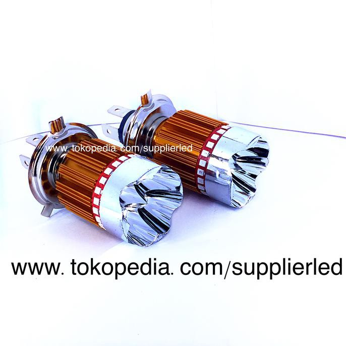 Lampu Utama Led Cree 4 Mata Motor Mobil Socket H4 Cr7
