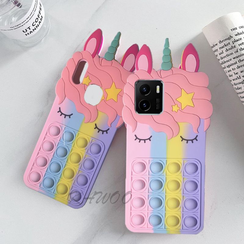 Casing POP IT VIVO Y15S SoftCase POP IT 3D unicorn kuda poni
