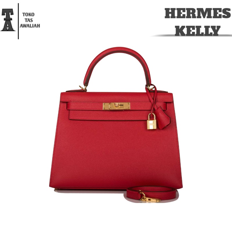 Tas Kelly Togo Uk 28 Premium Warna Merah l Tas Selempang Wanita Import