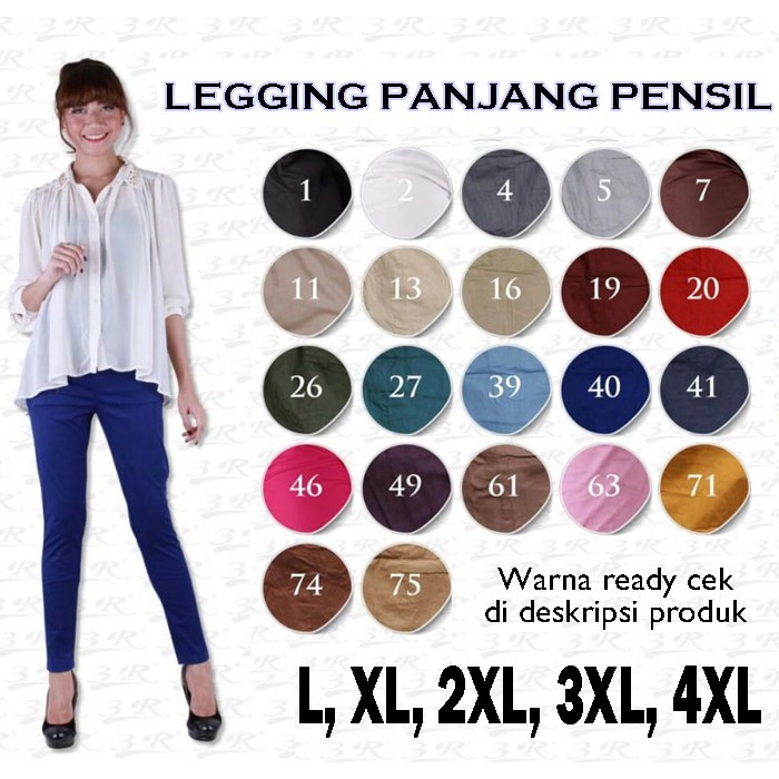 BIGCLO - (COD) Celana Katun Original 3R Legging Panjang Wanita Big Size Jumbo Stretch