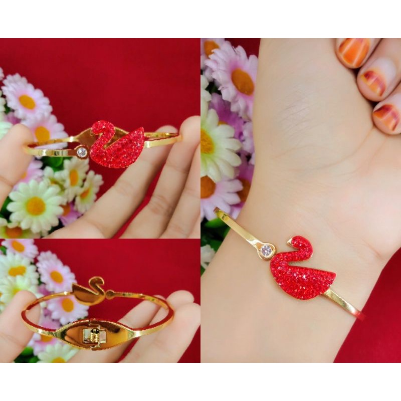 gelang cantik motif angsa untuk dewasa emas muda