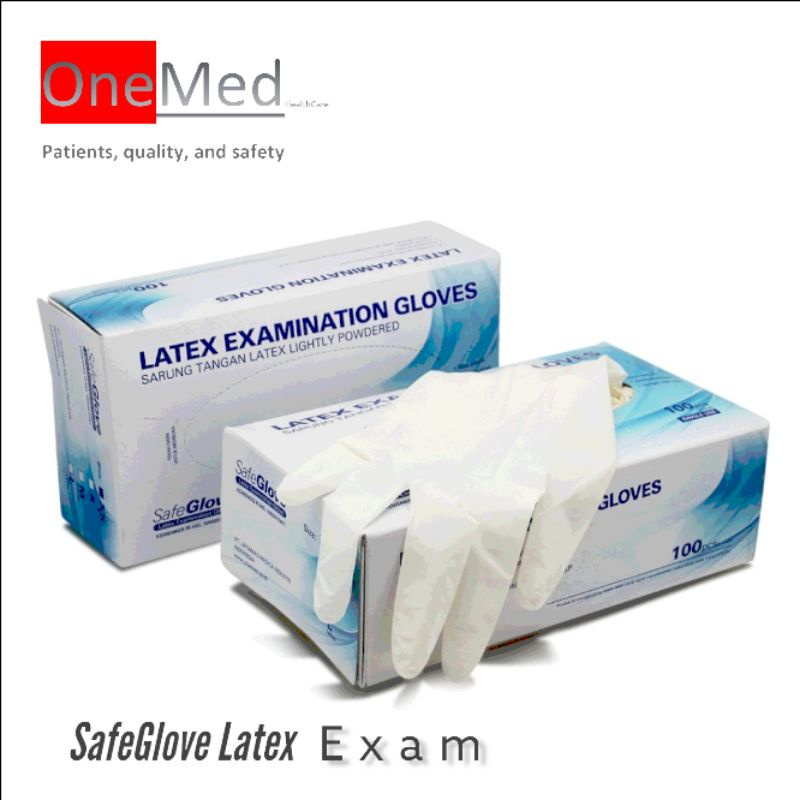 Sarung Tangan Karet Latex Powder Safeglove / Latex Examination Gloves Lightly Powdered Safegloves