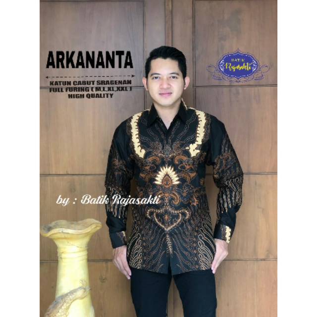 Batik Solo ARKANANTA Kemeja Pria Katun Cabut Sragenan Full Furing