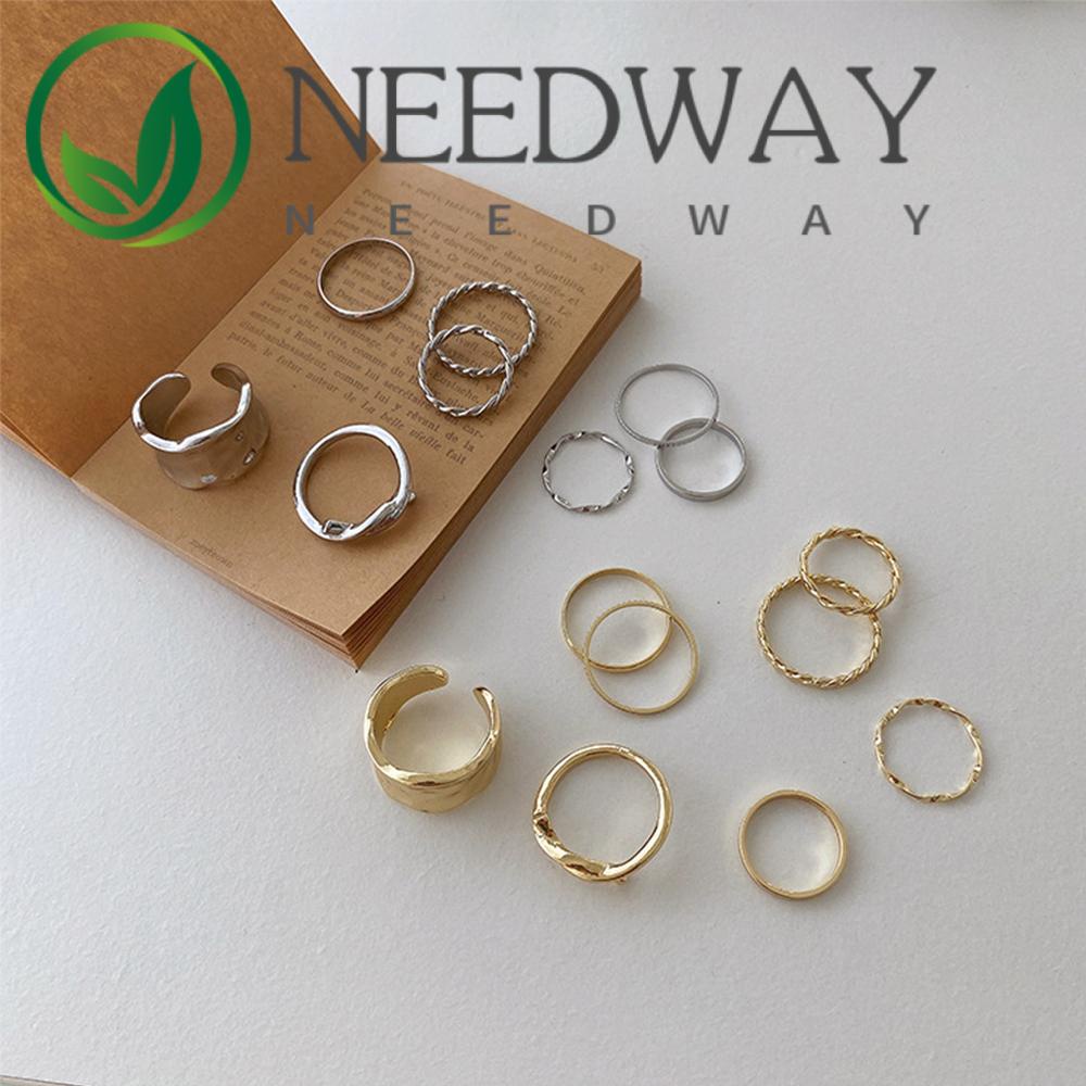 Set Cincin Bahan Metal Gaya Minimalis Untuk Wanita