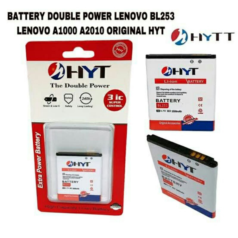 baterai hp lenovo a1000 batre lenovo a1000 batrai Lenovo A1000 double power merk Hyt BL-253 2500 mAh
