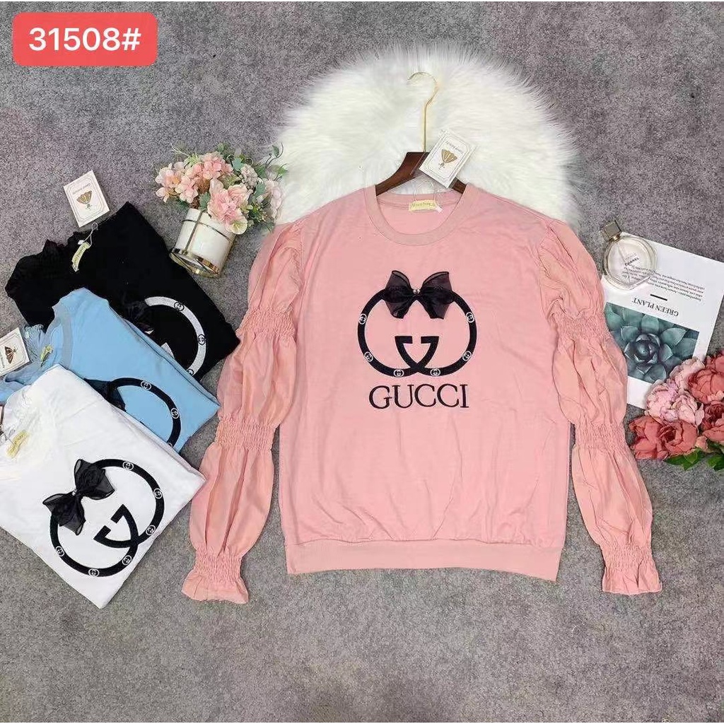 BAJU IMPORT PREMIUM GUCCI LENGAN BALON KEKINIAN LUCU CANTIK KOREA STYLE FASHION LENGAN PANJANG