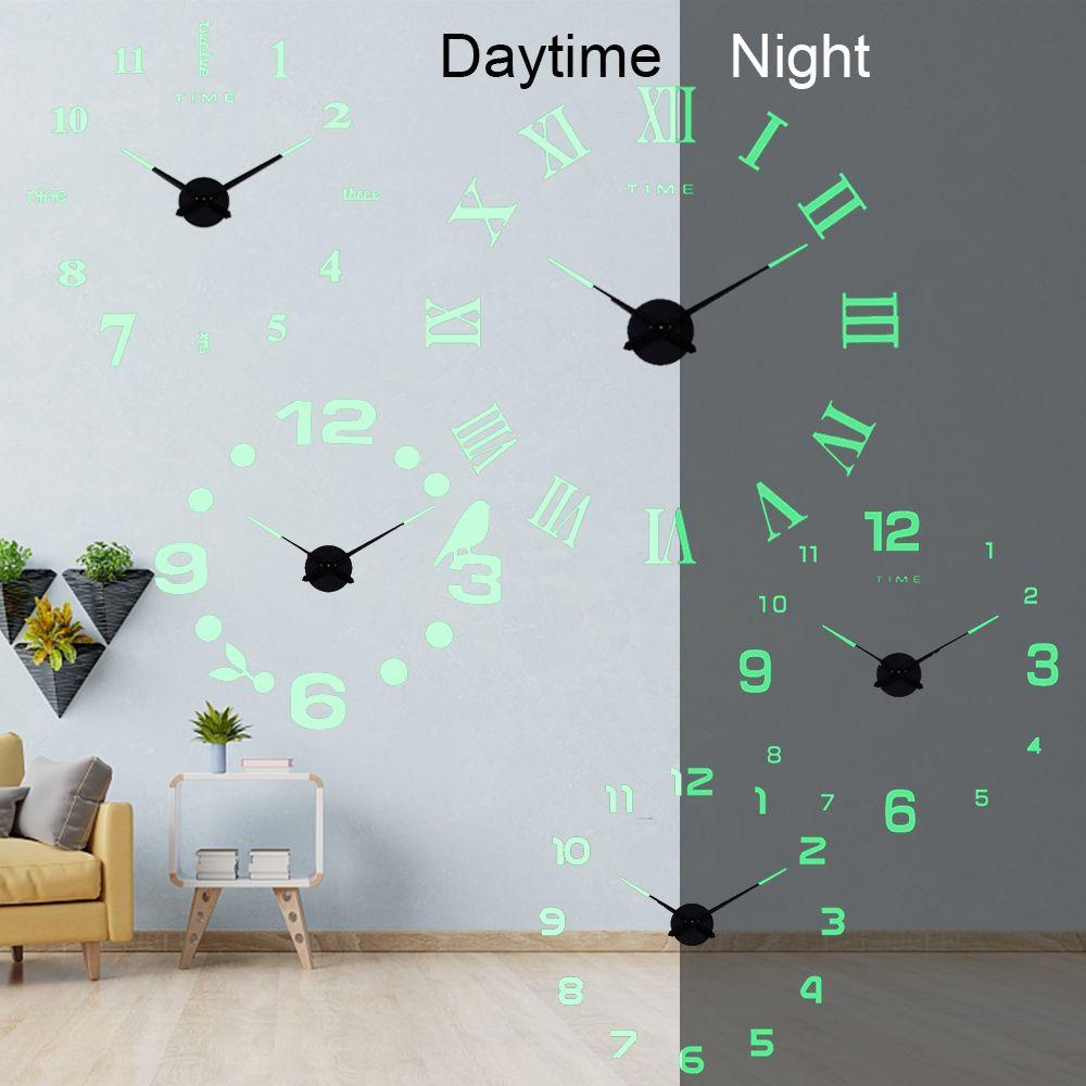 Top Wall Clock DIY Sederhana 3D Luminous Akrilik Jam Stiker Dinding