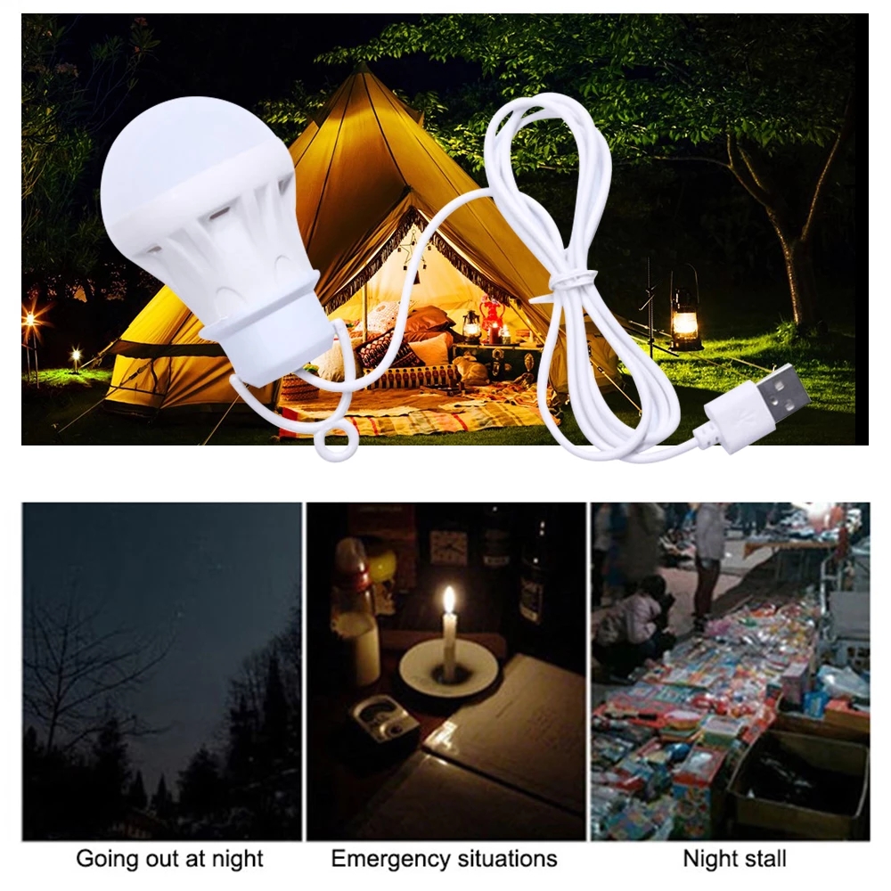 Lampu Bohlam Led Darurat Usb Rechargeable Untuk Outdoor / Camping / Hiking