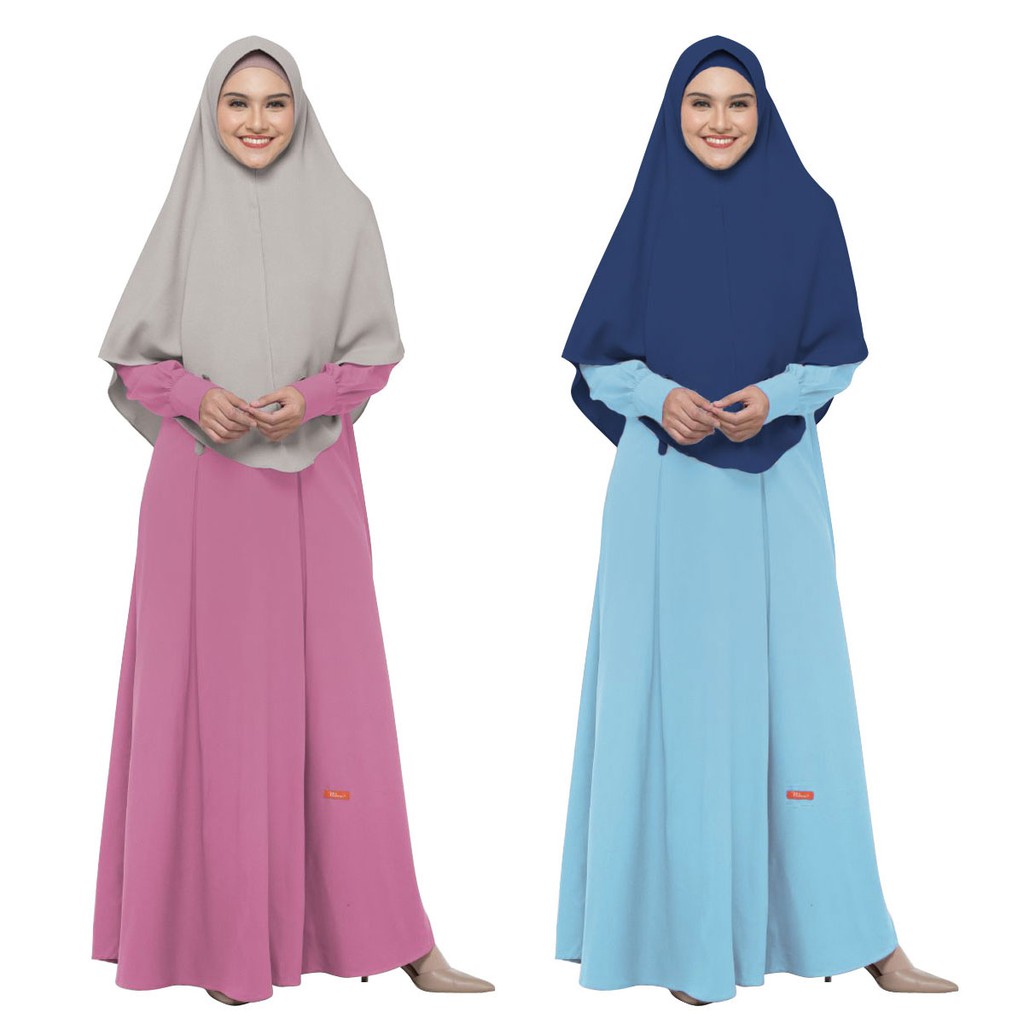Nibras Gamis Syari Set Hijab NS 69 - Plum / Biru Niagara
