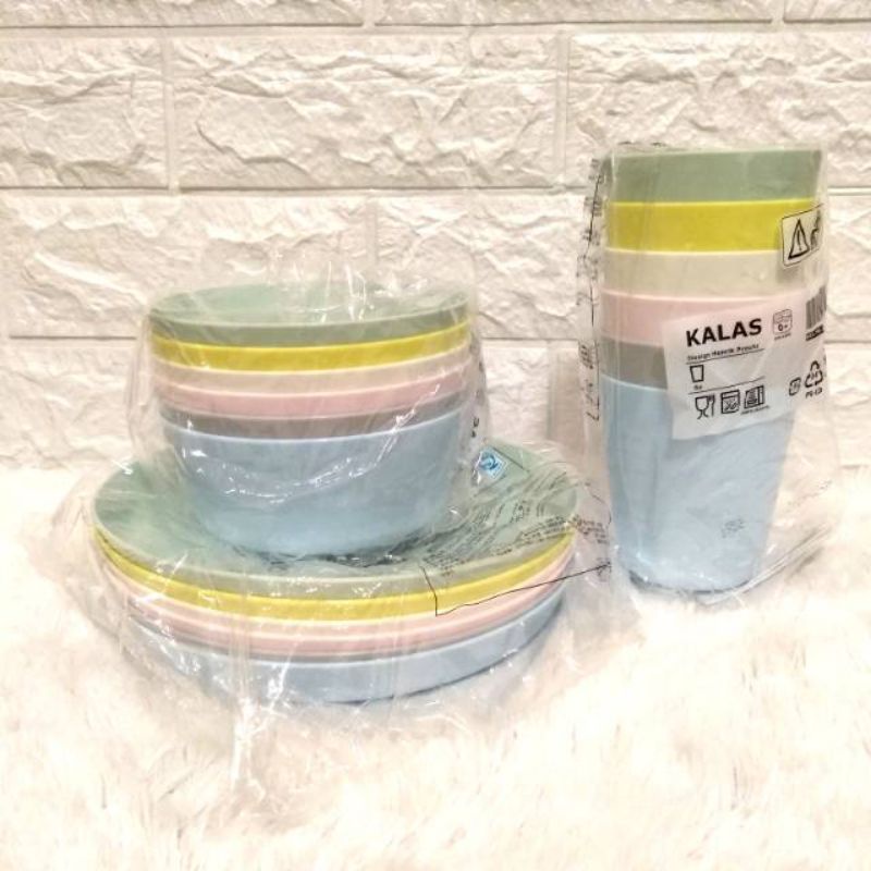 MANGKOK / PIRING / GELAS / SENDOK Makan anak bahan plastik warna pastel