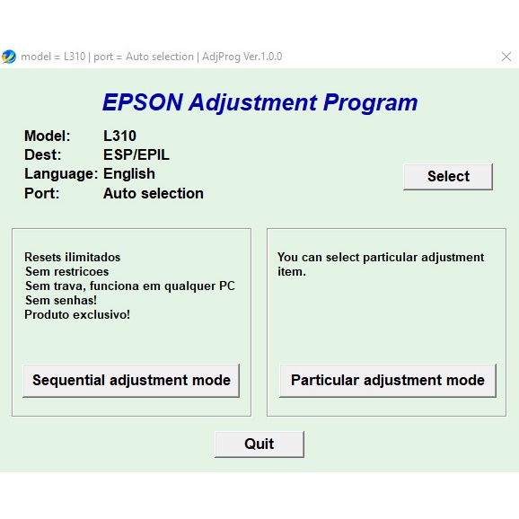 Software Resetter Epson L365--L360-L310-L220-L130 Original Full Version