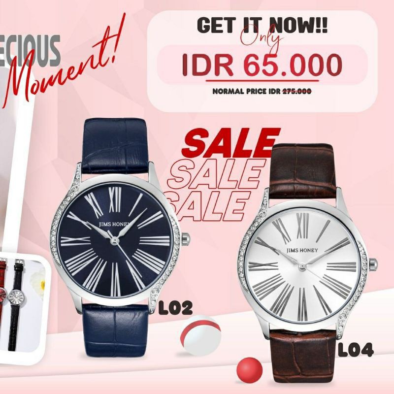 JIMS HONEY KODE JT 8125 PLUS JAM TANGAN WANITA JAM TANGAN PRIA JAM TANGAN KULIT JAM TANGAN ANALOG