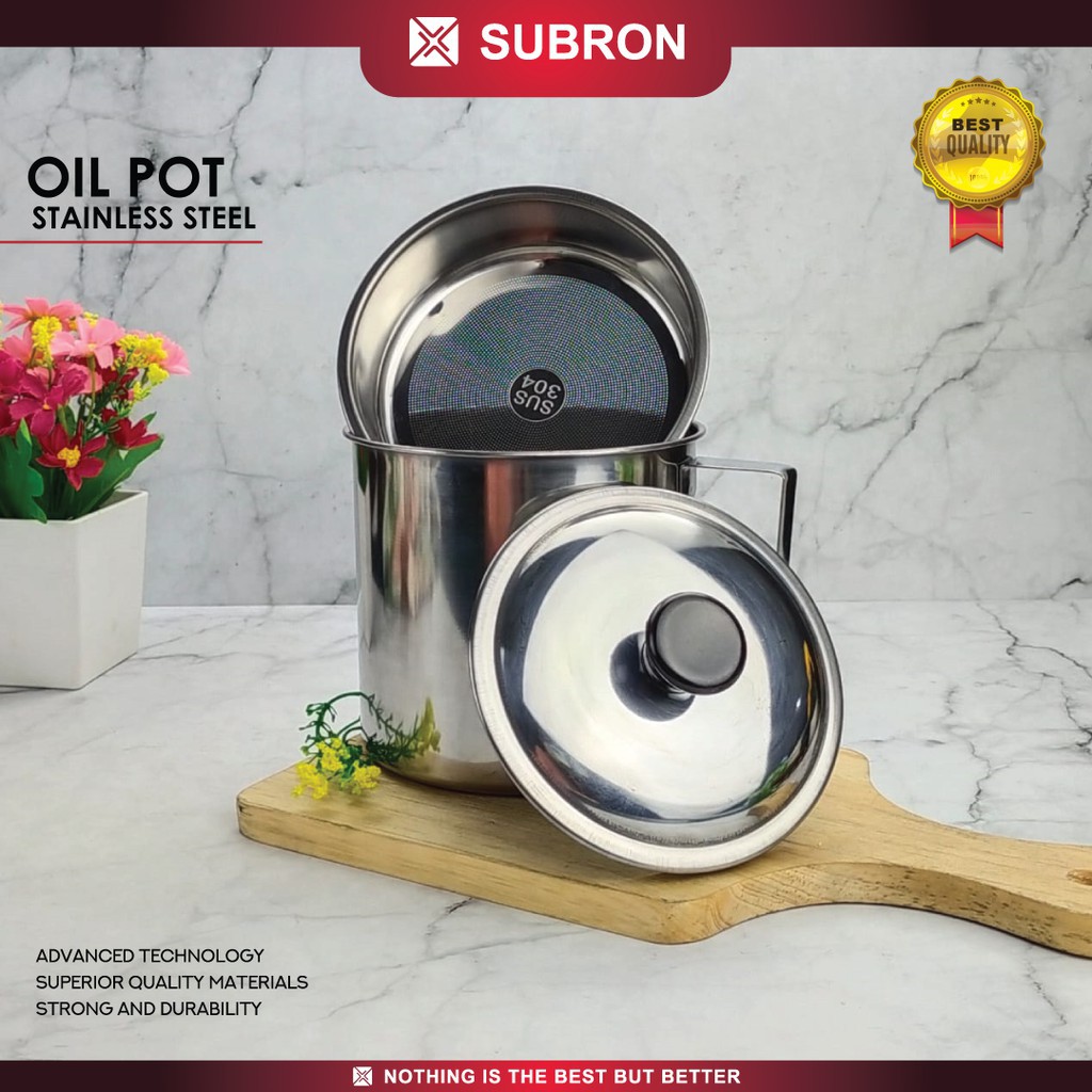 Oil Pot Penyaring Minyak Wadah Saringan Minyak Sisa Stainless Steel 1200ml 1,2l