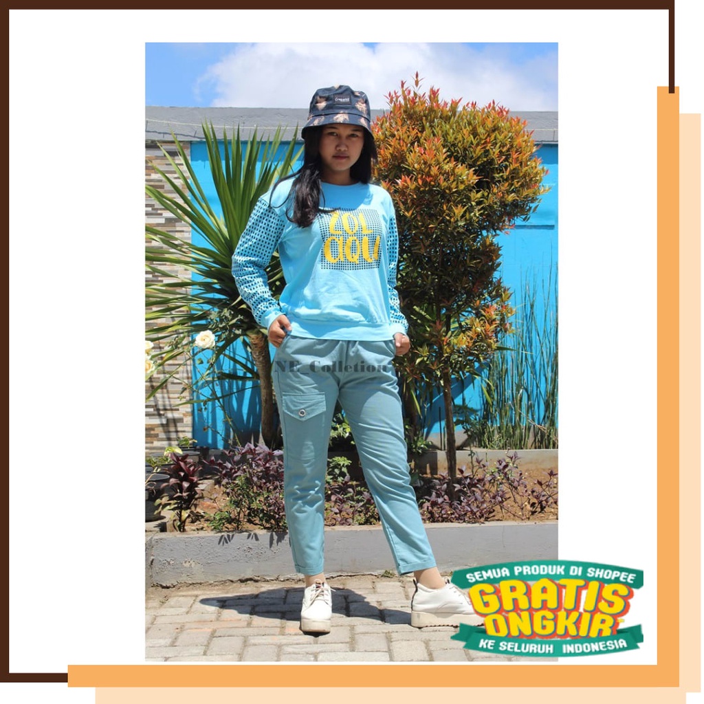 Longgar Lebar Nyaman Terbaru 2022 New Mind / Pantaloni Cargo Wanita Celana Panjang Slim Fit Bahan Ka