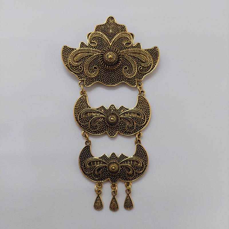 Broskutubaru/Bros 3 susun/ Bros kebaya/ Bros dada /pengantin/wisuda/Bros undangan mewah-A kuning bakar