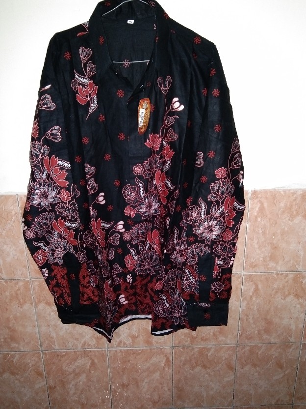 Kemeja Batik Pria Lengan Panjang Size M L Xl Xxl  Bswart Batik Hrb026 Kenongo Hem Panjang Padi
