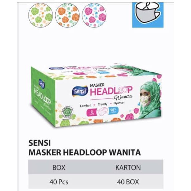 SENSI Masker Head Loop Wanita 40's Masker Hijab