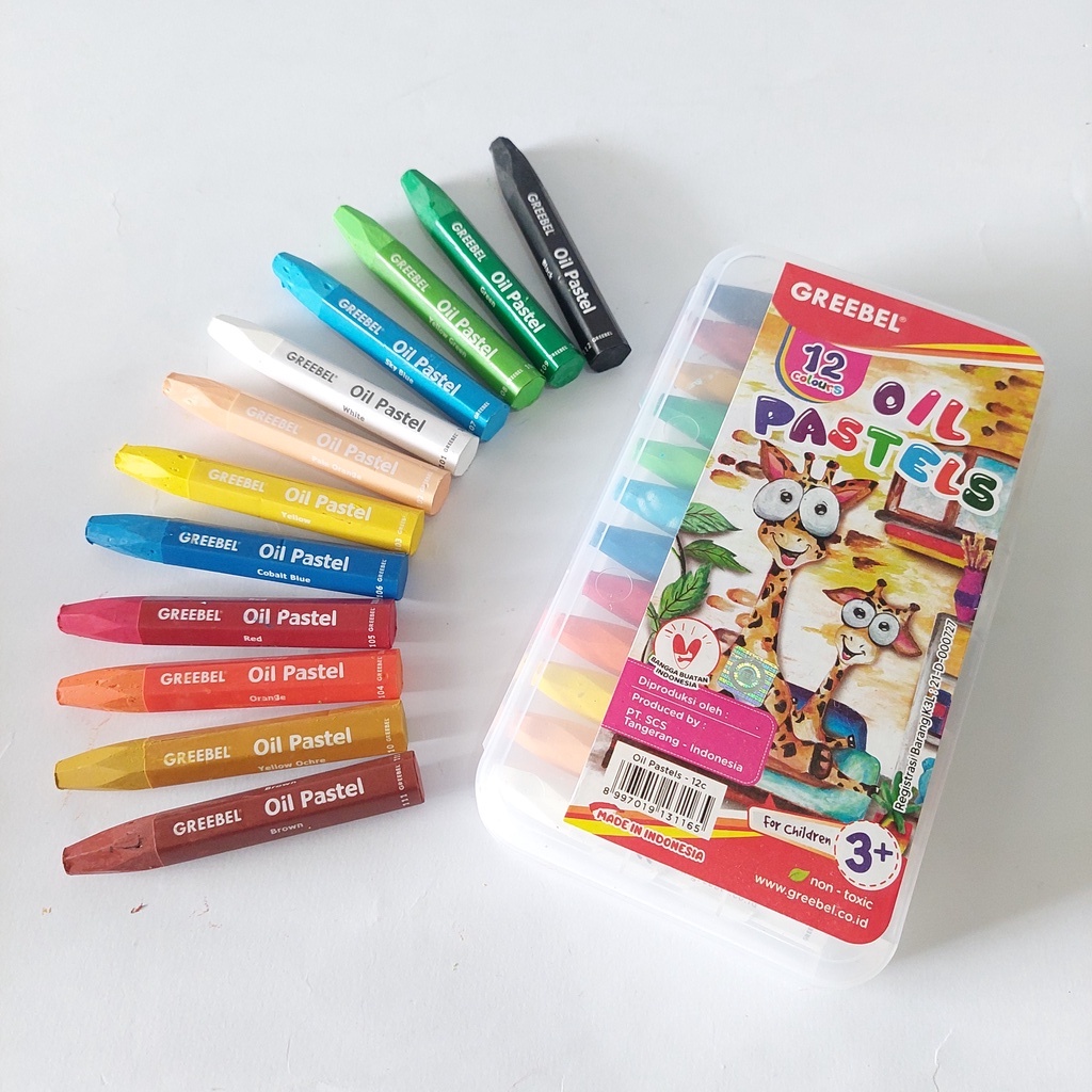 

Aksara SATU SET ( 12 WARNA ) Krayon / Oil Pastel  Crayon 12 Warna Greebel