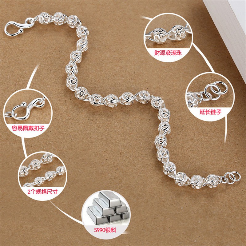 Hollow Indah Bola Gelang Perak Ornamen Korea Populer Ornamen Ornamen