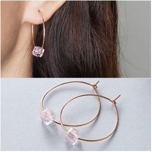 ANTING HOOPS WANITA KEKINIAN ALA KOREA KOMBINASI KRISTAL