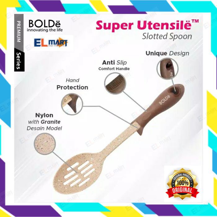 BOLDe super utensil Slotted Spoon granite spatula - sendok soup masak