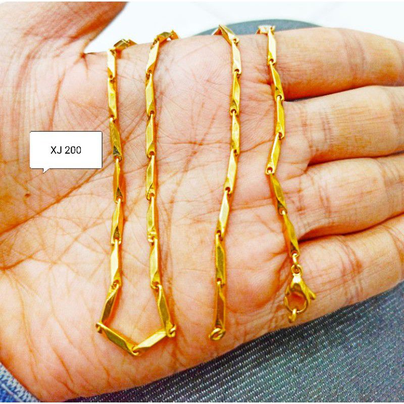 KALUNG TITANIUM MODEL PADI WARNA EMAS XJ 200