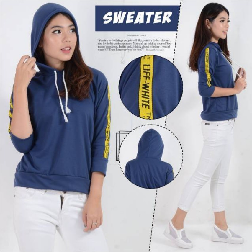 Rajamodel SWEATER HOODIE I OFF WHITE  I LIST KUNING