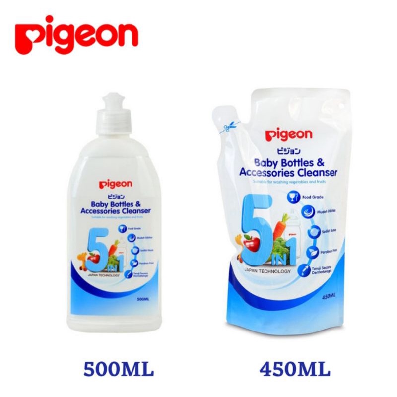 PIGEON Baby Bottle &amp; Accessorries Cleanser 500ml Botol &amp; 450ml Reffil