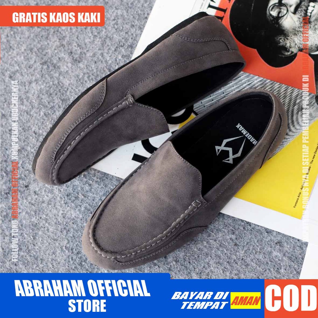 ABRHM MODNEK Sepatu Slip On Pria Sepatu Casual Pria Hitam Santai