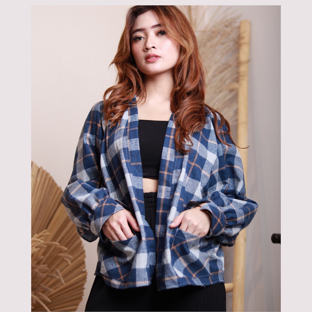 Baju Wanita Cardigan Outer Flanel Batwing Wanita Premium