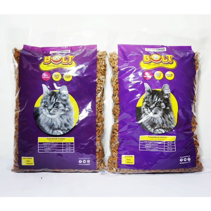 Bolt Donat / Bolt Ikan / Bolt Salmon Makanan Kucing BOLT TUNA 1Kg BOLT KITTEN 1KG