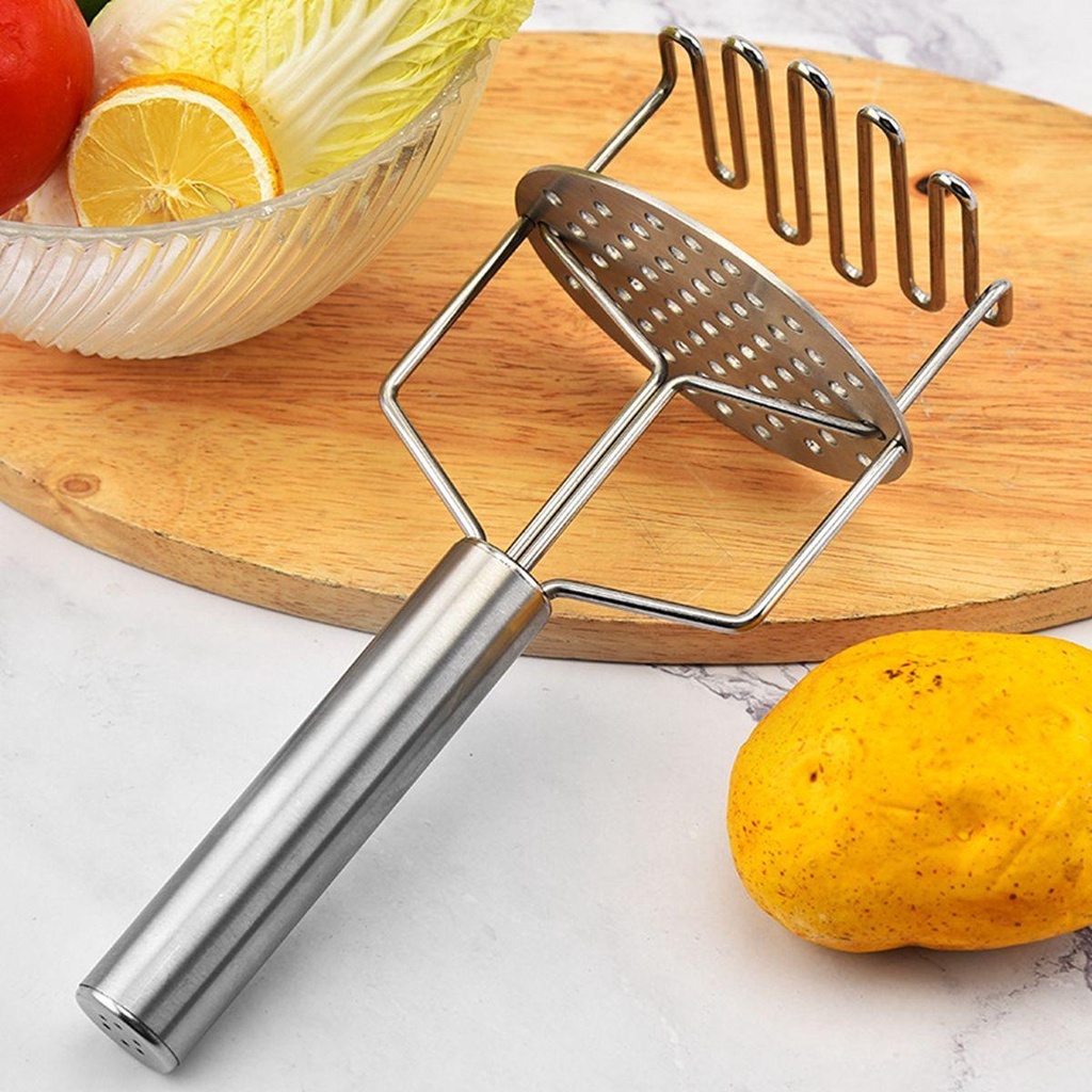 [Elegan] Potato Masher Garlic Sayur Masak Stainless Steel Heavy Duty Manual Press Crusher