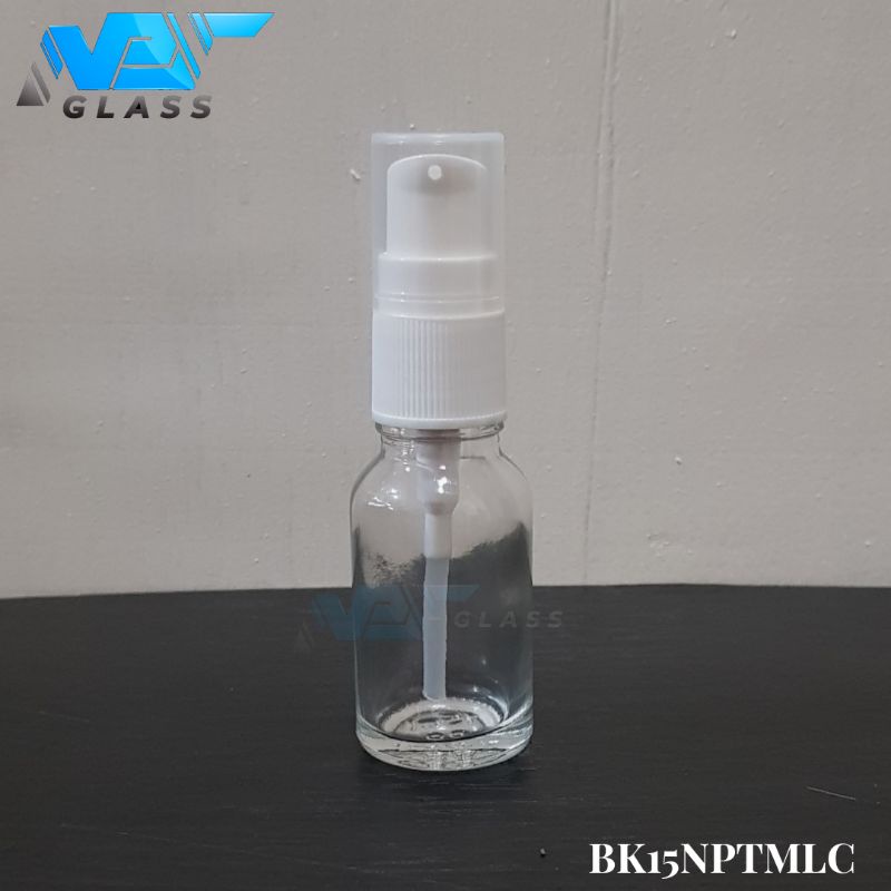 botol pump treatment 15ml kaca bening tebal