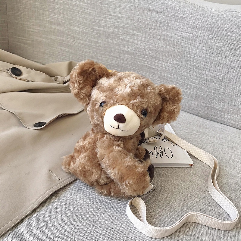 TAS SELEMPANG BERUANG BULU BONEKA Plush fluffy fur sling bag mini teddy bear bag wanita cewek perempuan Bahu Mewah Korea Beruang Merangkul Tas Wanita Baru Tas Bahu Tas Ponsel Tas Karakter Boneka Beruang Tas Bulu Tas Selempang Mini