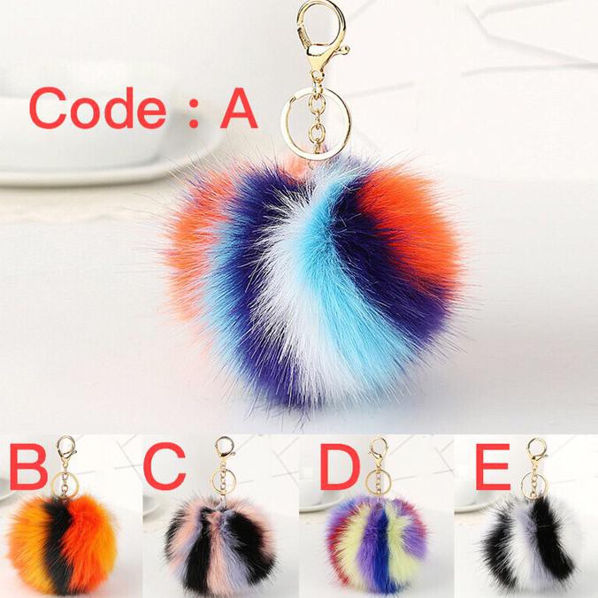 fur ball bag charm fur ball gantungan kunci tas bulu pompom TERPERCAYA