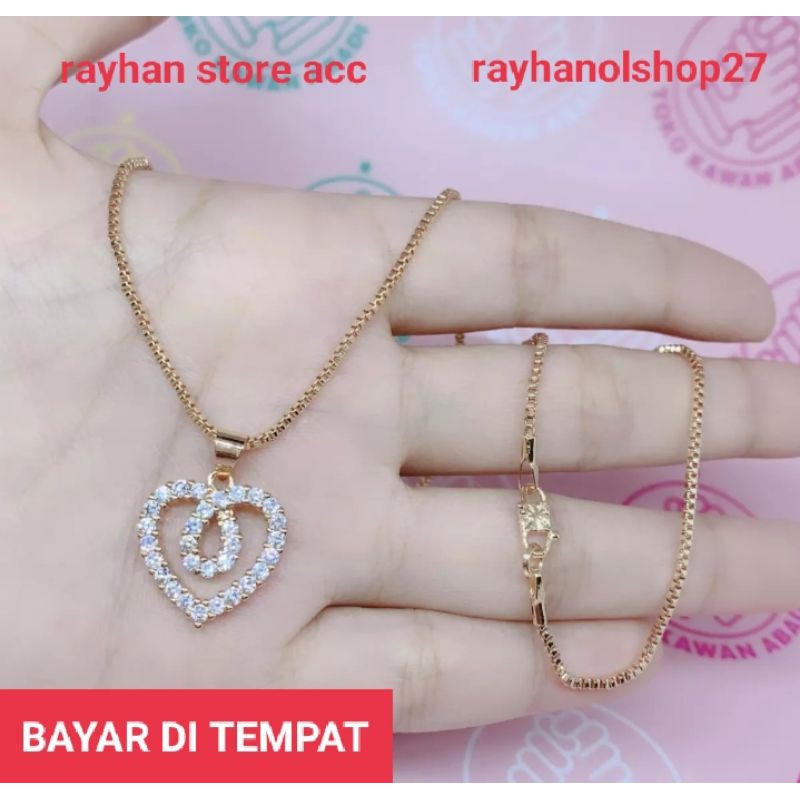 XUPING SET PERHIASAN WANITA MOTIF LOVE-2 PERMATA FHASION 02