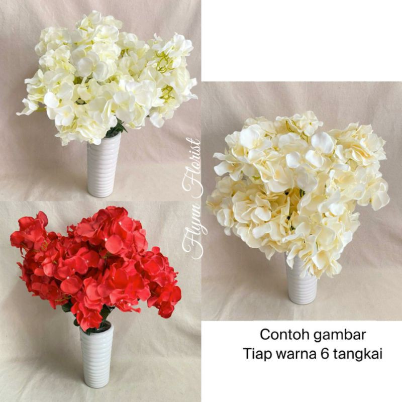 Bunga Hydrangea X5 (satuan) Bunga Artificial / Bunga Plastik / Bunga Dekorasi / Pernikahan-3