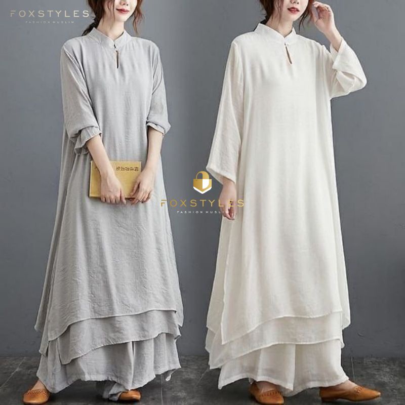 Hanako setelan rok (Dress+Rok) bahan crinkle ori realpik