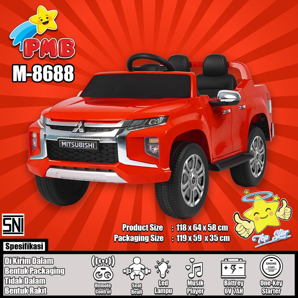 Mainan Anak Mobil Aki Anak MITSUBISHI TRITON PMB M-8688-1