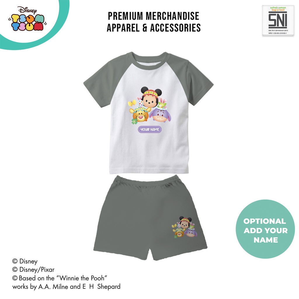 Pakaian Bayi Kaos Raglan SET DISNEY Tsum Tsum Katun Bambu DTT99