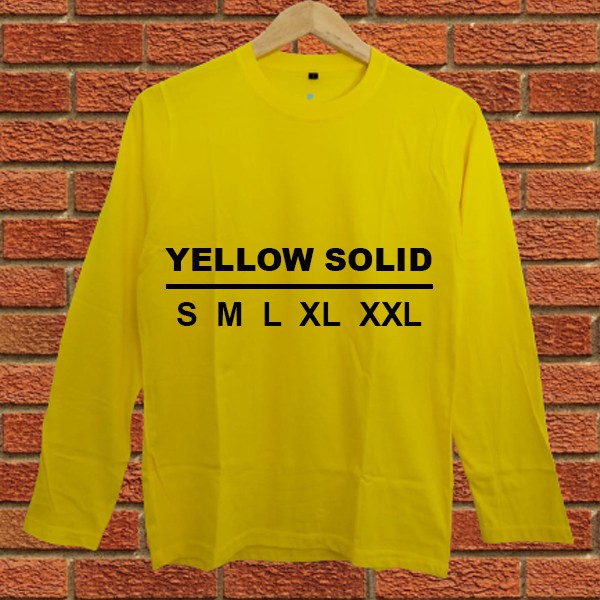 Baju Kaos Polos Dewasa YELLOW Tangan Lengan Panjang Kuning Bandung Pria Wanita Cewek Cowok