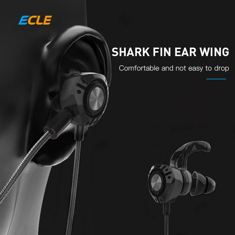 （HOT) ECLE Gaming Earphone PUBG Wired Headset In Ear Noice Reduction Double Microphone 6D Hi-Fi Sound Deep Bass-1