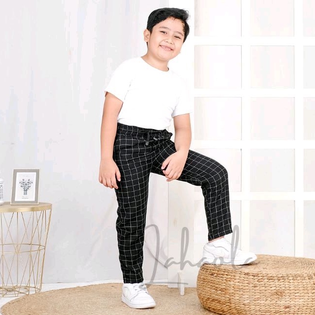 Lahaola Celana panjang Tartan anak 1-13 tahun unisex garis kotak