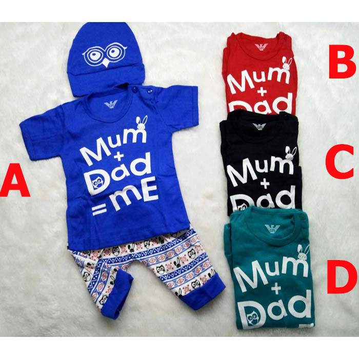 Baju Anak Bayi Laki Lucu Topi Mum Dad Me