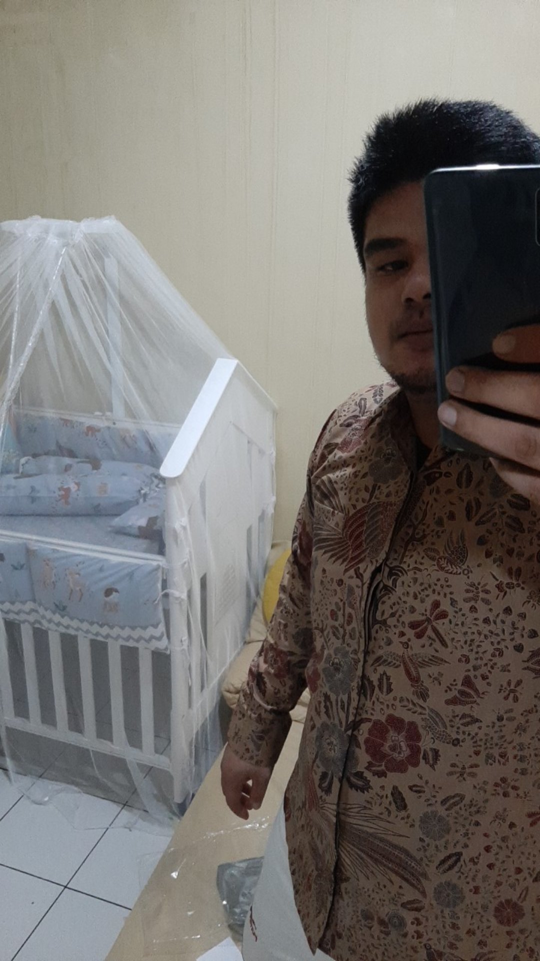 Sakya Kemeja Batik Pria Lengan Panjang Slimfit Katun Printing Hem Baju Atasan Kantor Modern Jumbo