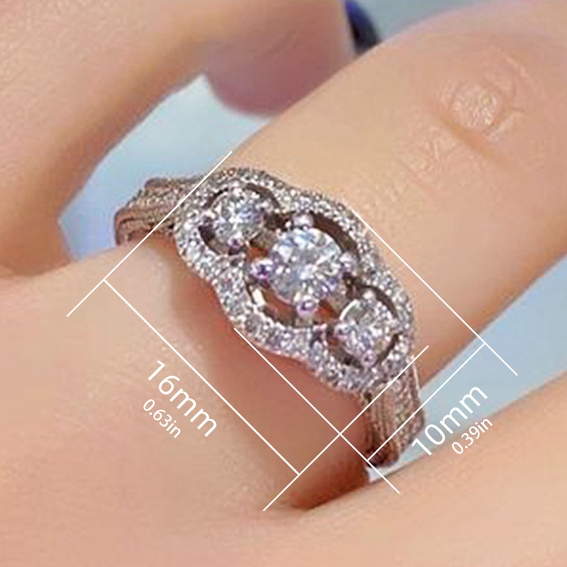 Cincin Wanita Hias Batu CZ Untuk Pertunangan